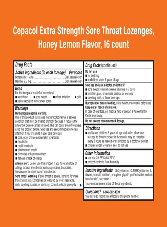 سيباكول أقراص سيباكول لعلاج الحلق بأقصى قوة، بنكهة العسل والليمون، 16 قرصًا (عبوة من 9 أقراص) - Image 5